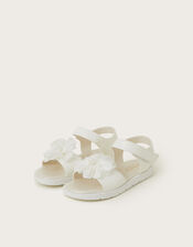 Corsage Flower Sandals, Ivory (IVORY), large