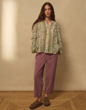 East Odette Hand-Woodblock Print Blouse, Multi (MULTI), large