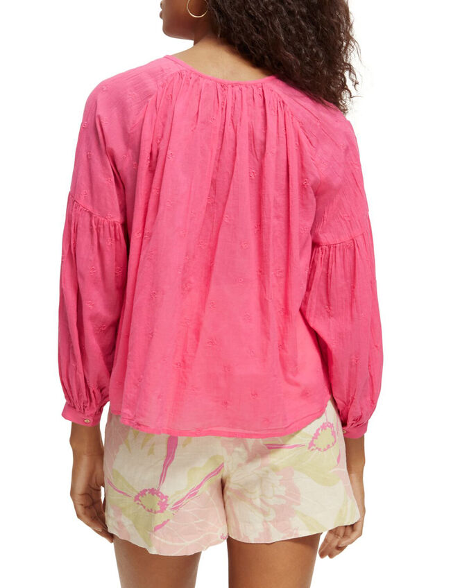Scotch and Soda Button Neckline Easy Dobby Blouse, Pink (PINK), large