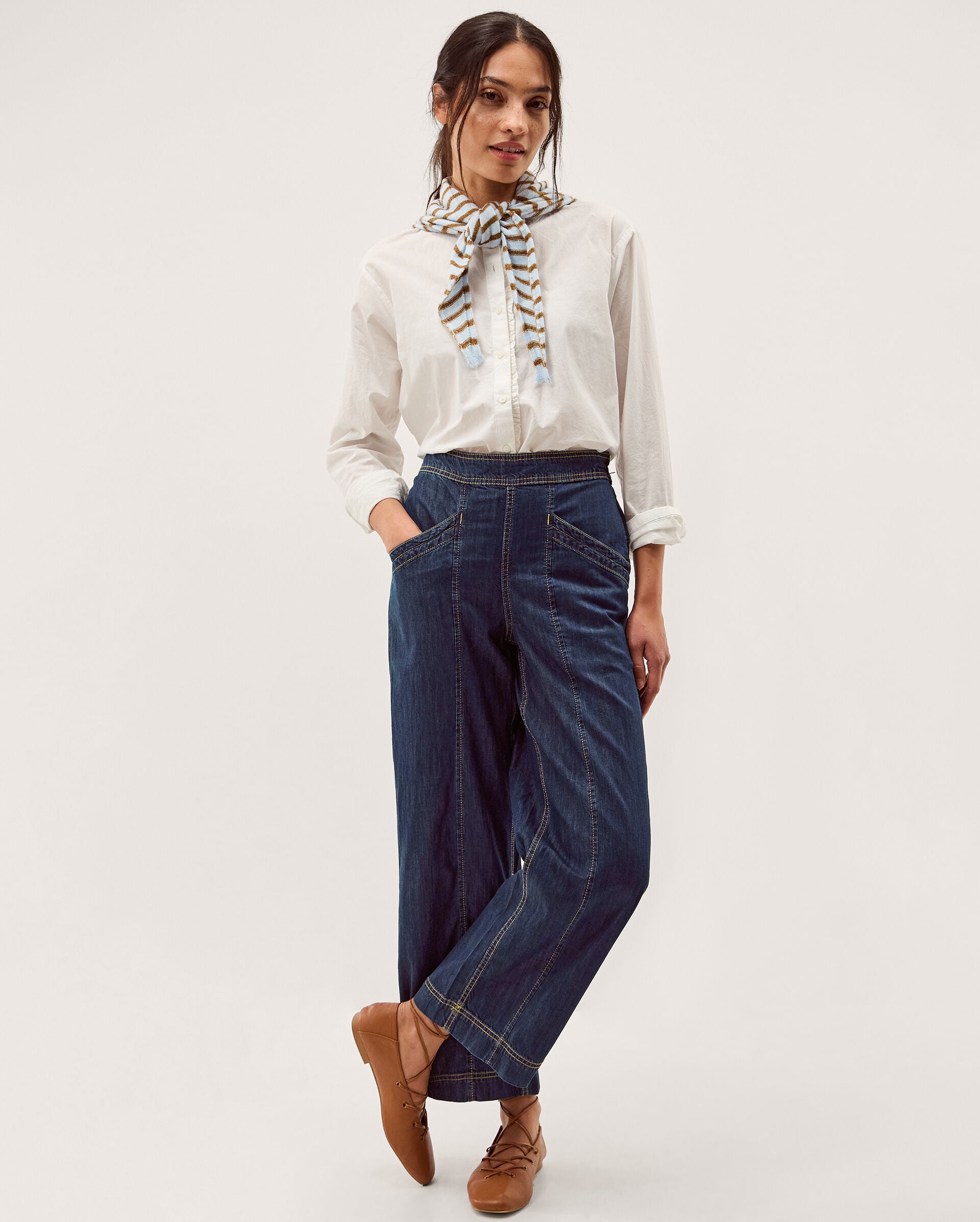 Harper Short Wide Leg Jeans Blue