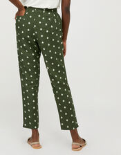 Francine Floral Joggers in Pure Linen, Green (KHAKI), large