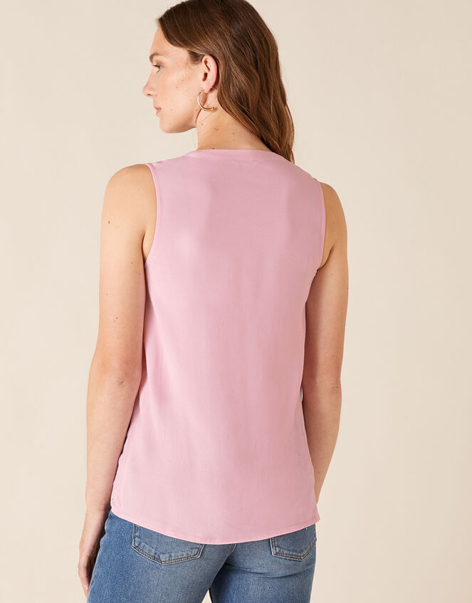 Tie Front Sleeveless Top with LENZING™ ECOVERO™, Pink (BLUSH), large
