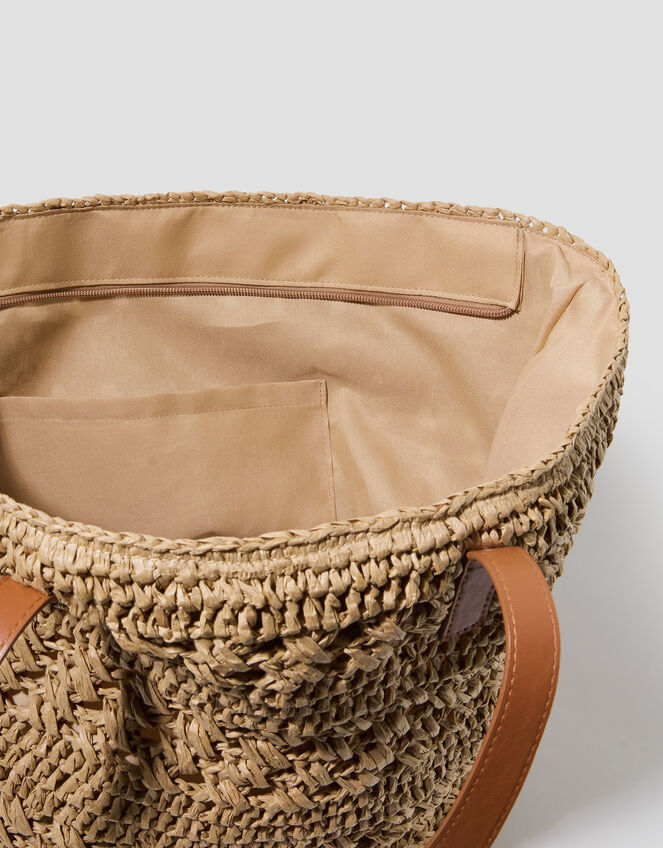 Amber Raffia Crochet Tote Bag, , large