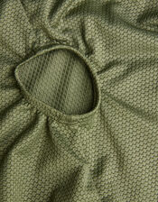 Texture Cut-Out Swimsuit, Green (KHAKI), large