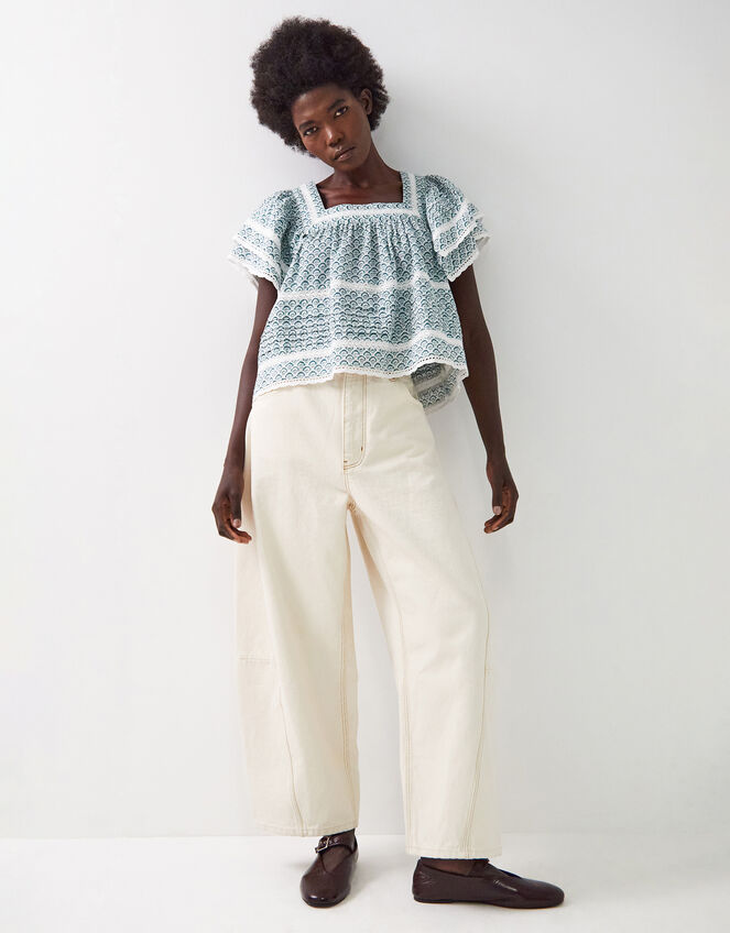 East Duva Floral Top, Blue (BLUE), large