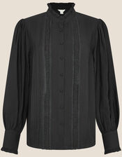 Victoriana Lace Trim Blouse, Black (BLACK), large