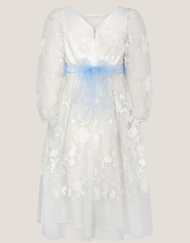 Beatrice Floral Embroidered Tulle Dress, Ivory (IVORY), large