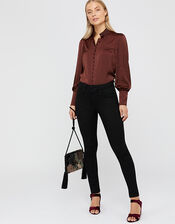 Penny High Neck Blouse, Brown (CHOCOLATE), large