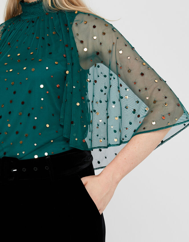 Kimberley Sequin Cape Top, Teal (TEAL), large