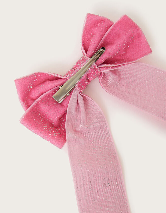Velvet Long Bow Hair Clip, , large