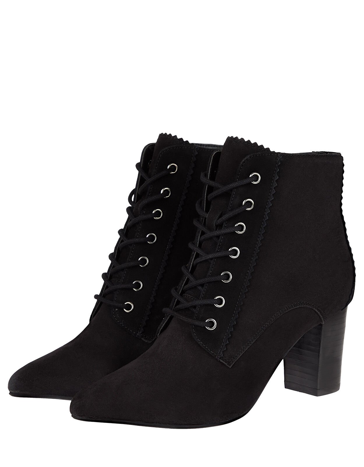 black suede heeled ankle boot