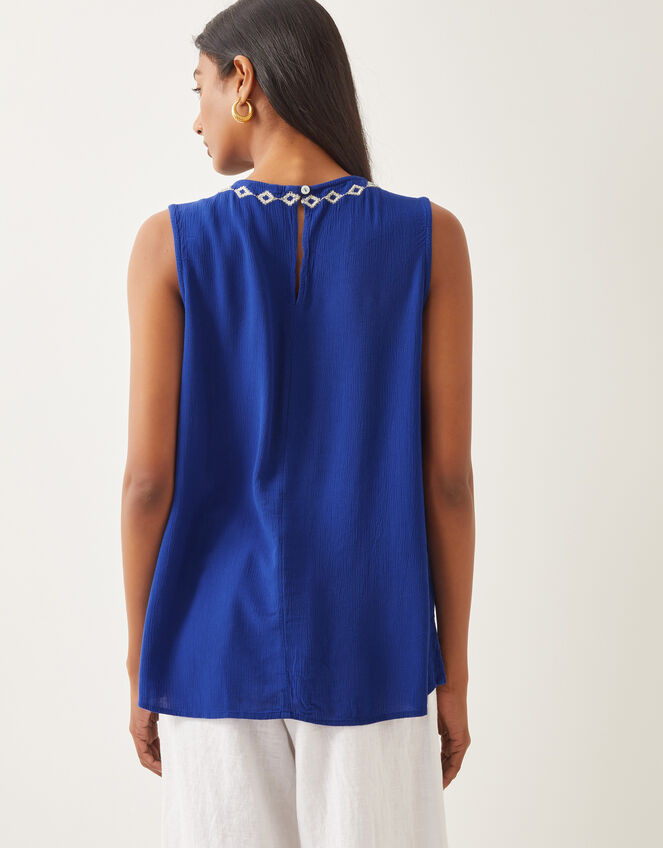 Saffron Embroidered Tank Top, Blue (BLUE), large