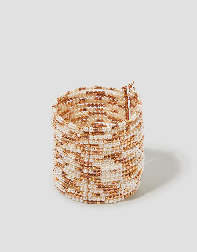 Pearl Beaded Cuff Bracelet, , large
