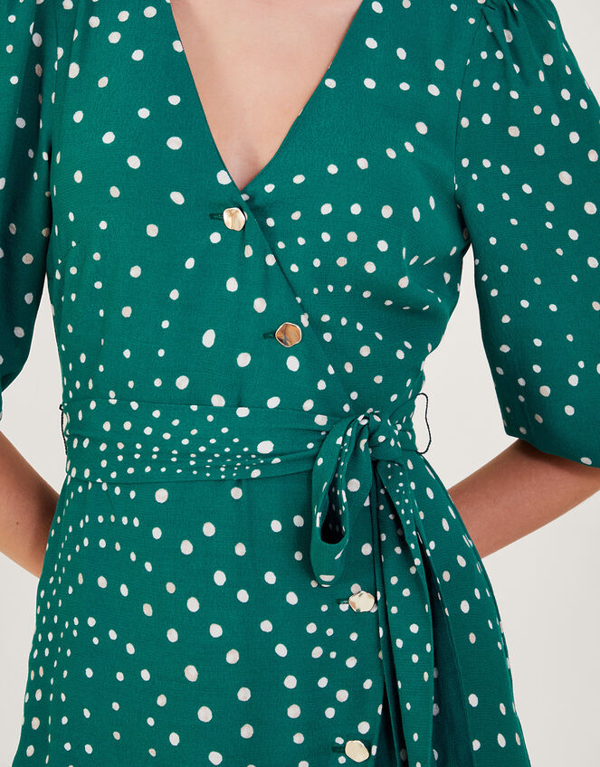Emer Spot Dress, Green (GREEN), large