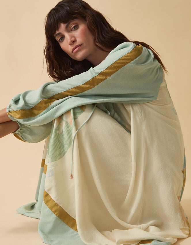 Clemence Amelie Floral Dobby Midi Dress, Cream (CREAM), large