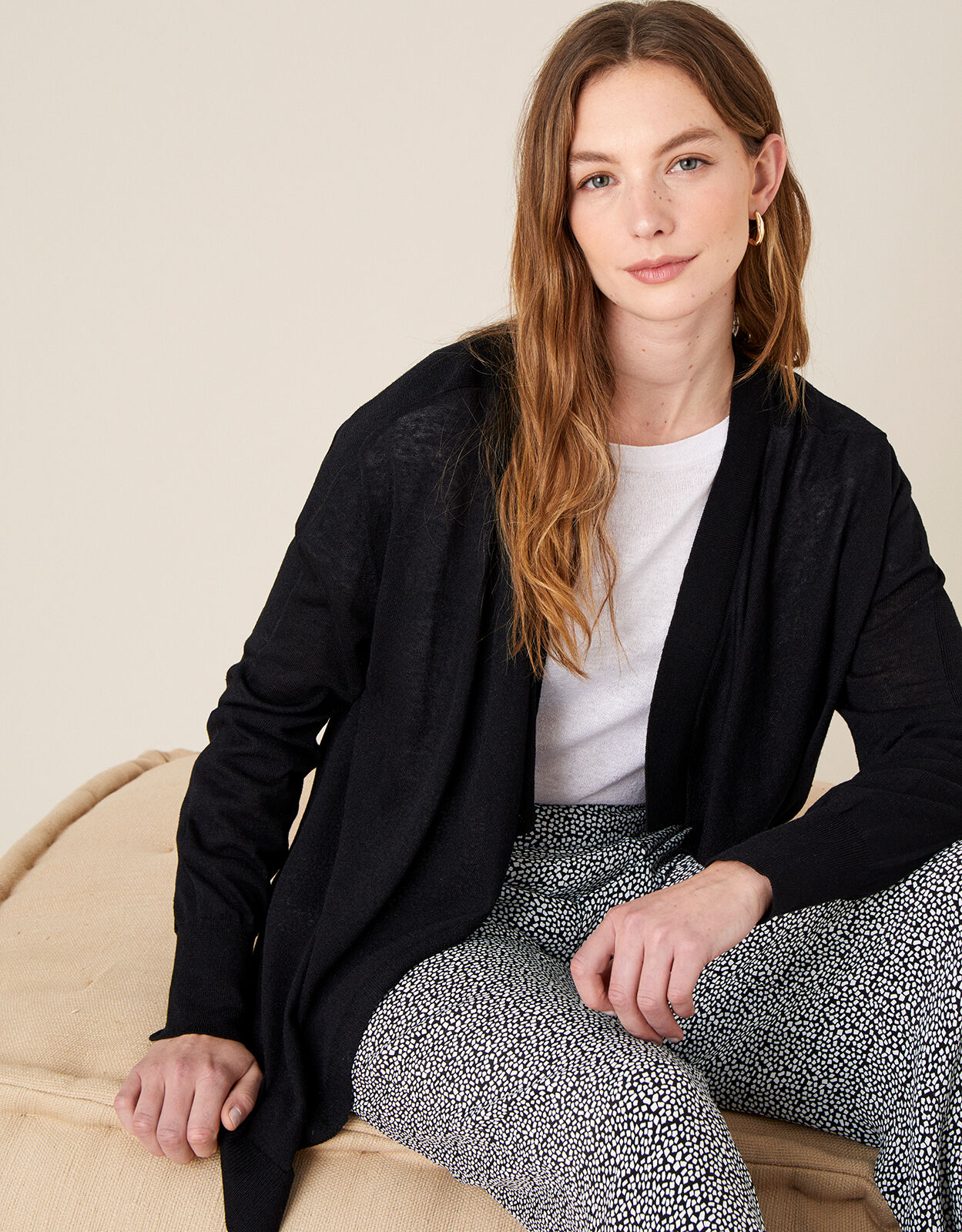 Black linen hotsell cardigan