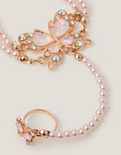Butterfly Linked Bracelet & Ring Set, Pink (PINK), large