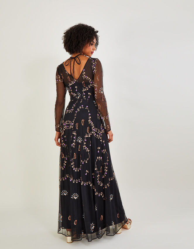 Evangelina Embellished Maxi Dress, Black (BLACK), large