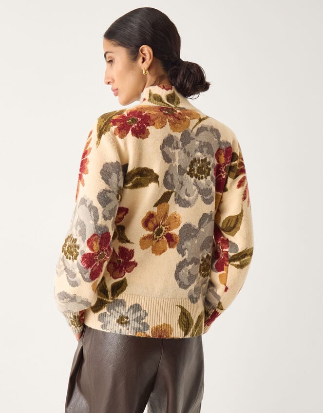 Olive High Neck Floral Jumper Ivory
