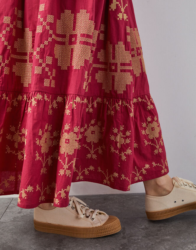 East Diya Embroidered Maxi Skirt, Pink (PINK), large