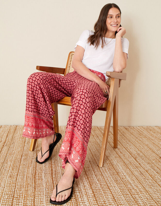 Jade Printed Trousers in LENZING™ ECOVERO™, Red (RED), large