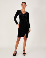 Fiona Velvet Shift Dress, Black (BLACK), large