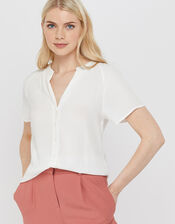 Zinnia Short Sleeve Blouse, Ivory (IVORY), large