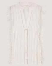 Lacy Sleeveless Broderie Top, Ivory (IVORY), large