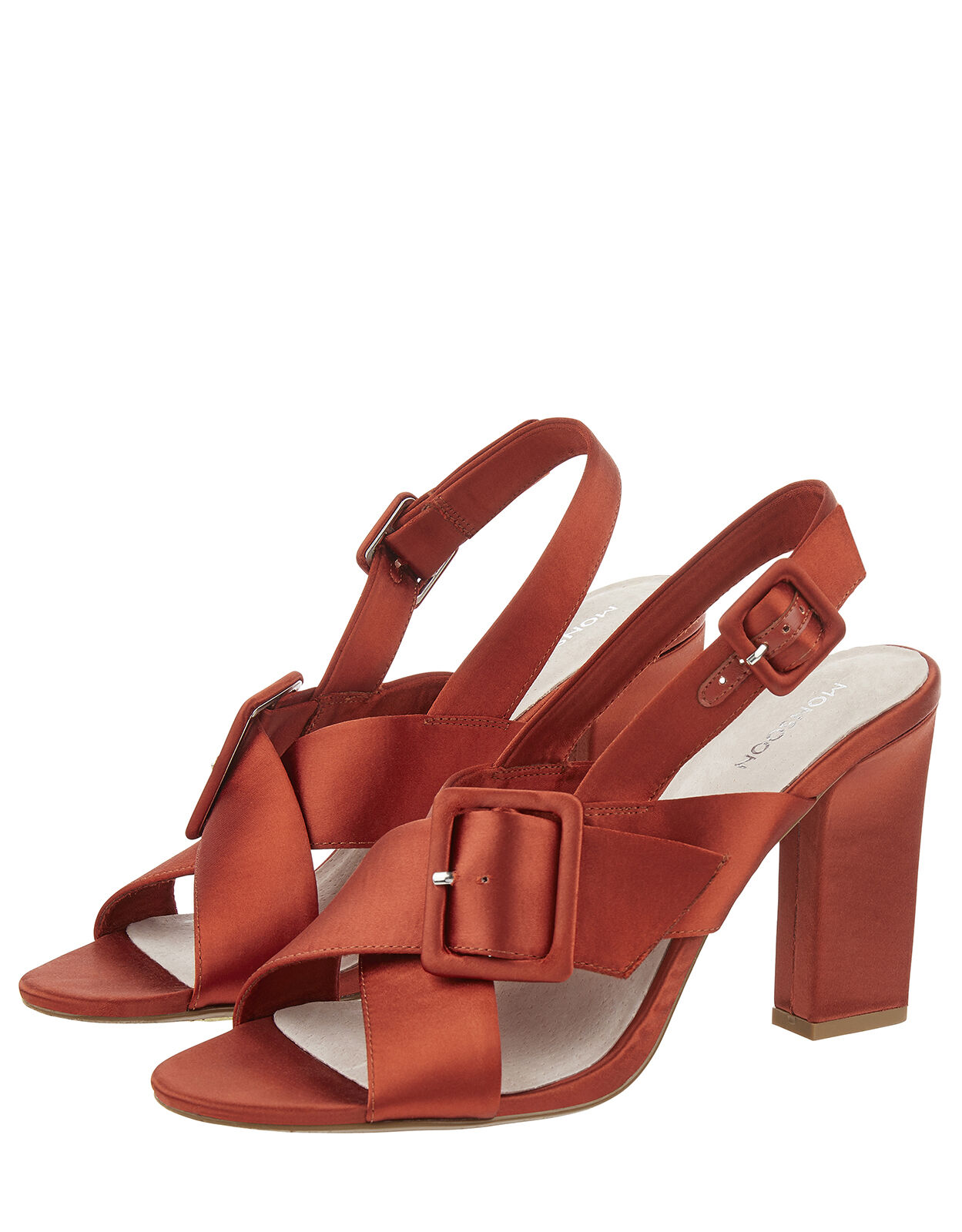 Sabra Satin Buckle Sandals Orange