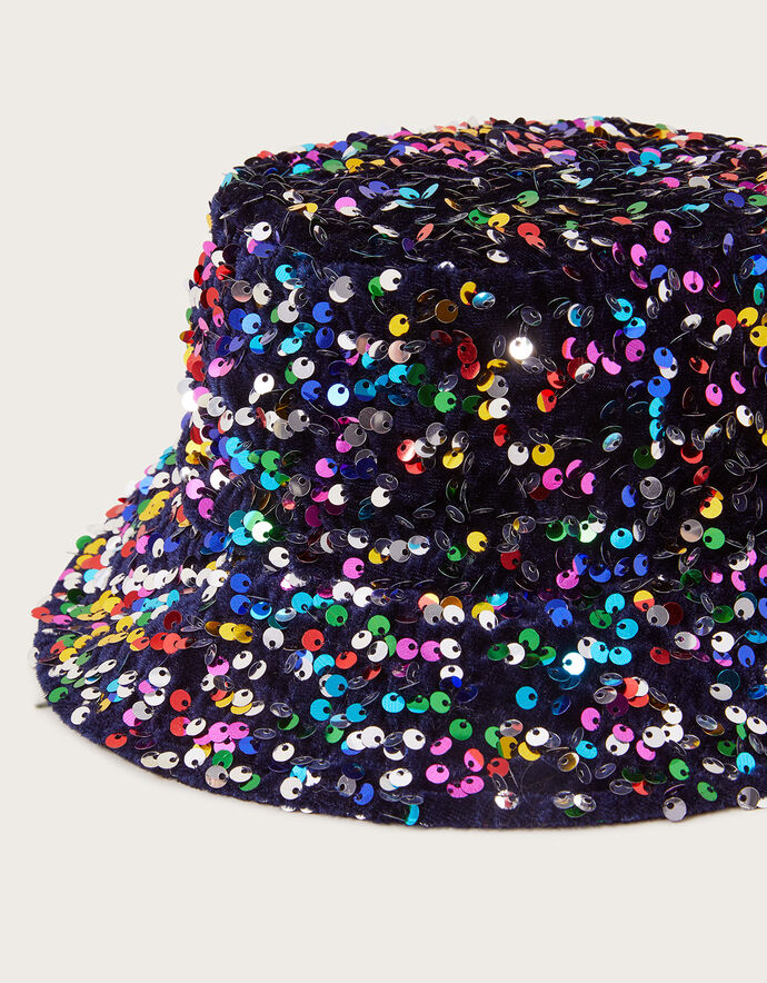 Bucket Hat with Mesh Flower Wide Brim Shiny Sequin Sun