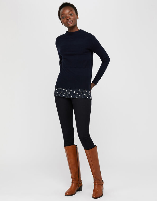 Leonard Woven Hem Jumper, Blue (NAVY), large
