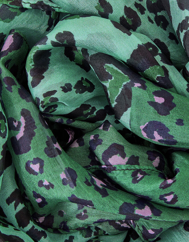 Animal Print Silk Scarf, , large