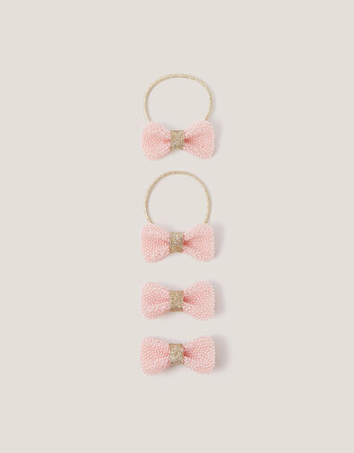 4-Pack Pearl Bow Hair Bands & Clips, Pink (PINK), large