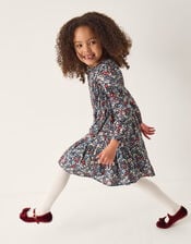 Ditsy Floral Long Sleeve Dress, Blue (NAVY), large