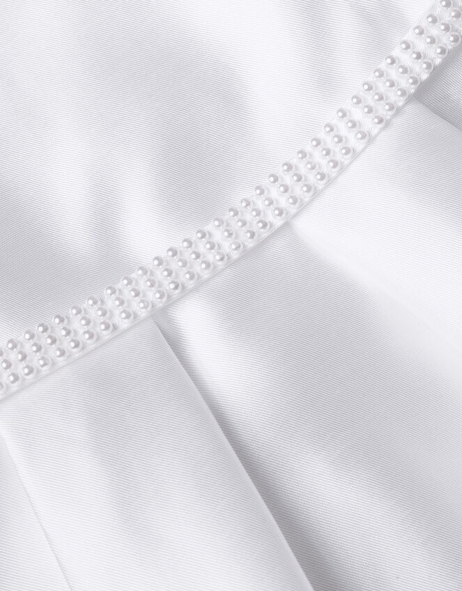 Henriette Pearl Belt Duchess Dress, Ivory (IVORY), large