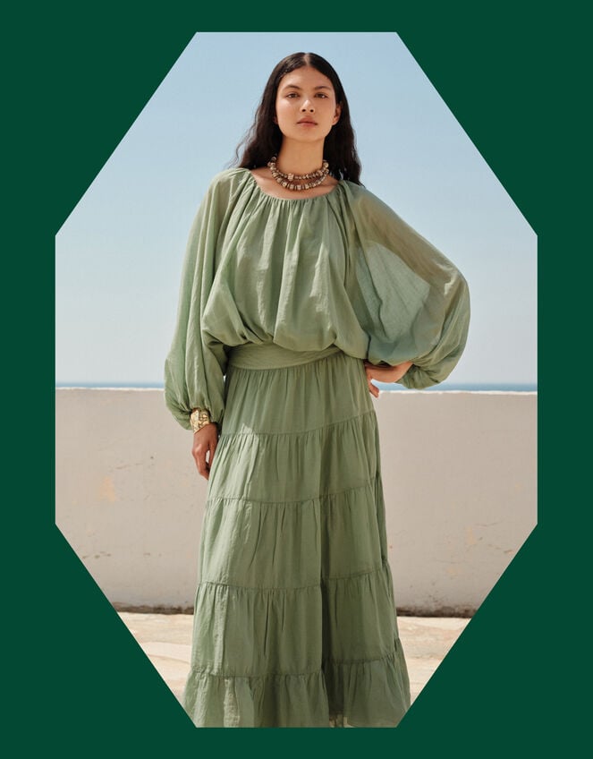 Devotion Twins Willow Balloon Blouse, Green (GREEN), large