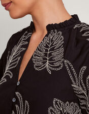 Raeni Leaf Print Blouse, Black (BLACK), large