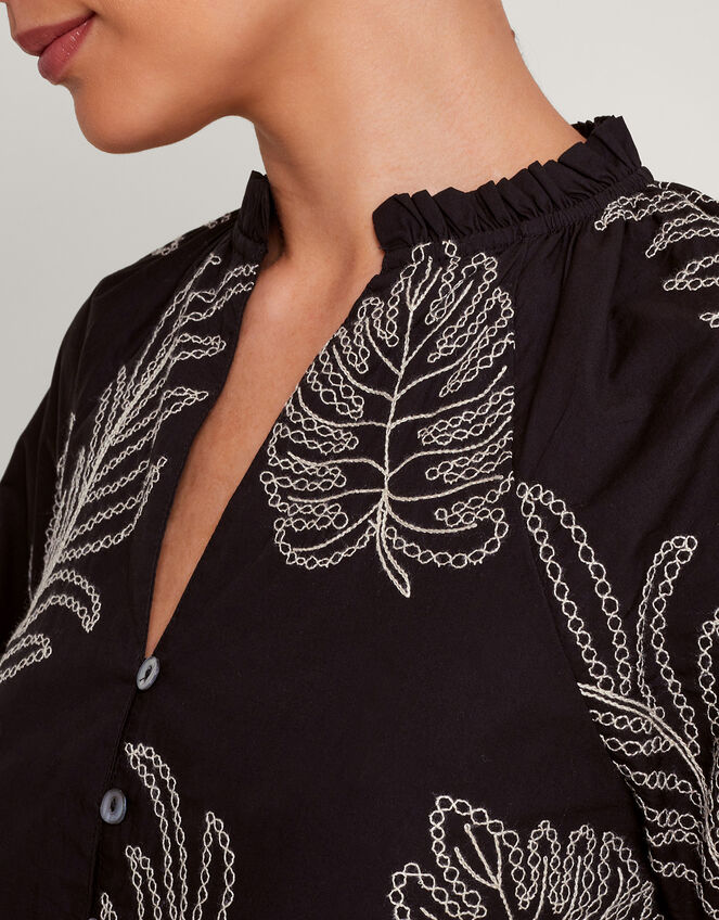 Raeni Leaf Print Blouse, Black (BLACK), large