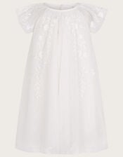 Baby Amelia Net Embroidered Dress, Ivory (IVORY), large