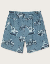 Vehicle Print Slub Drawstring Shorts, Blue (BLUE), large
