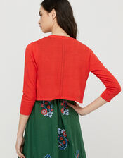 Pandora Pointelle Shrug in Linen Blend, Red (RED), large
