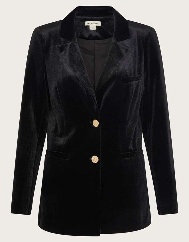 Verity Velvet Single Breasted Jacket, Black (BLACK), large