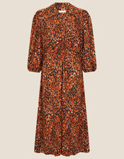 Animal Jersey Printed Ruched Dress , Natural (NATURAL), large