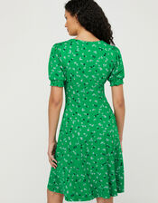 Ditsy Floral Jersey Dress, Green (GREEN), large