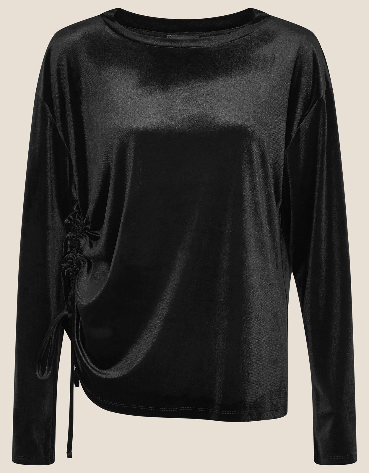 Velvet Jersey Long Sleeve Top Black 