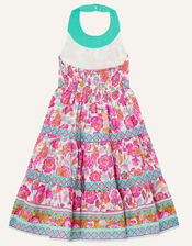 Floral Halter Neck Dress , Pink (PINK), large