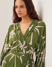 Mariam Leaf Print Mini Dress, Green (GREEN), large