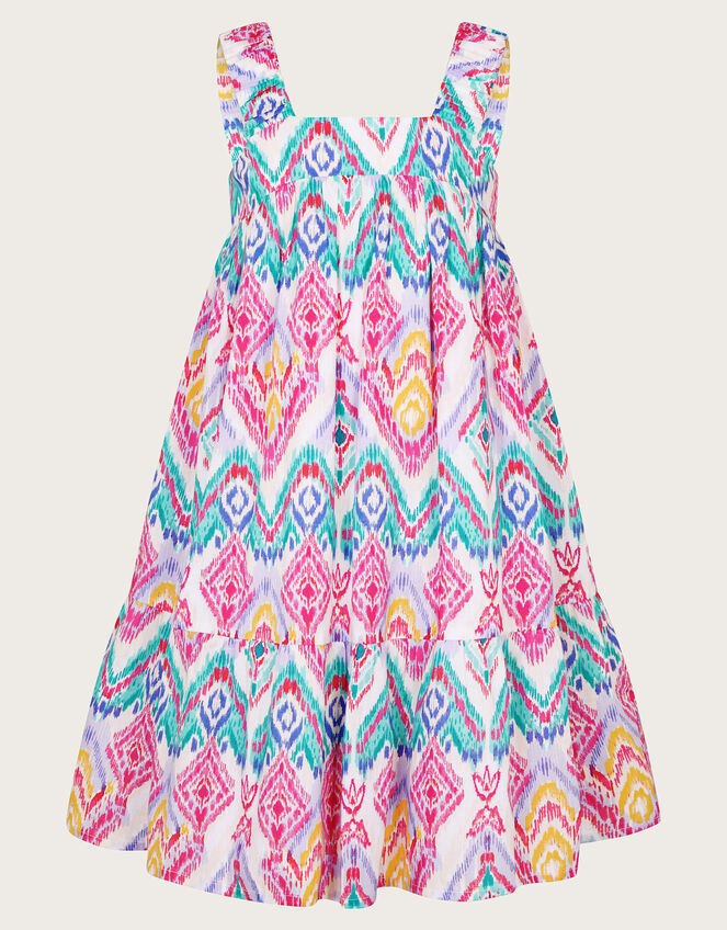 Rainbow Ikat Print Dress, Ivory (IVORY), large