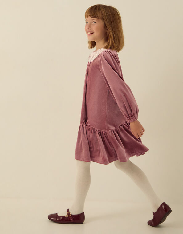 Maria Embellished Collar Velvet Party Dress, Mink (MINK), large