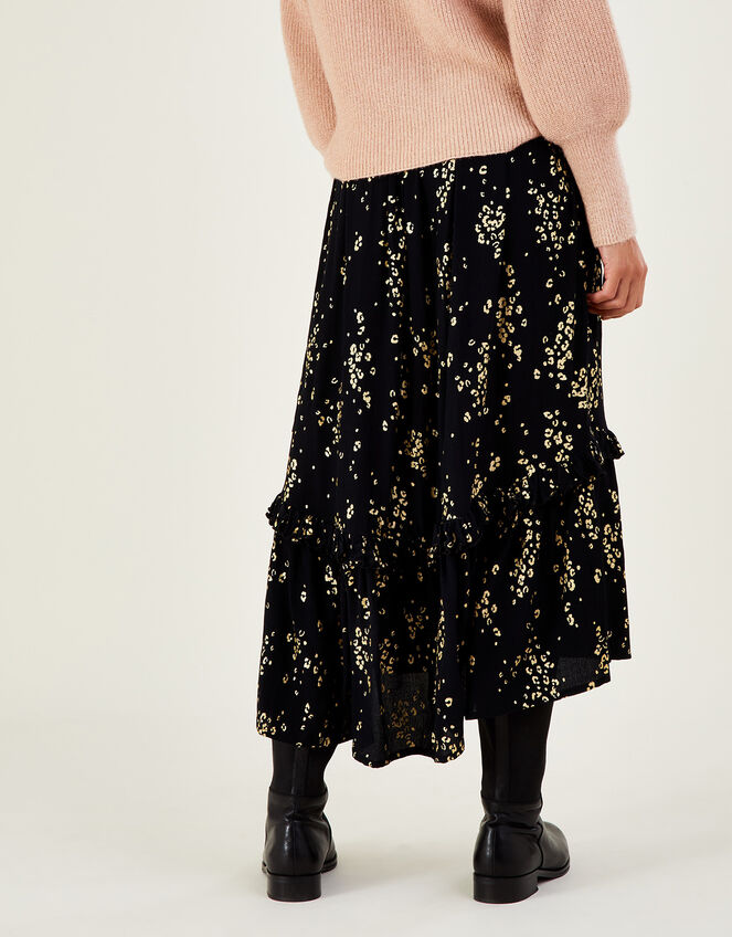 Lina Foil Print Skirt in Sustainable Viscose Black